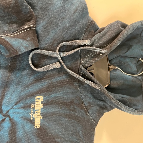 Civil Regime Tie Dye Hoodie Sunflower‎ Graphic Print Blue Black Size L - Picture 11 of 15